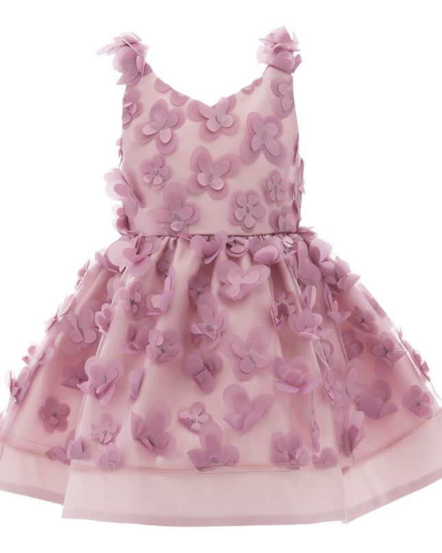 Tulleen-2207-Mauve-Lago-Double Layer Floral Appliques Dress