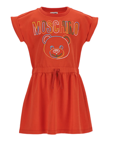 MOSCHINO-BEAR LOGO DRESS-HDV0BF-LCA30-50109-RED