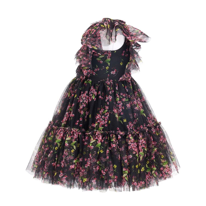 MONNALISA-FLORAL PRINT TULLE DRESS-110920-0612-5095-
