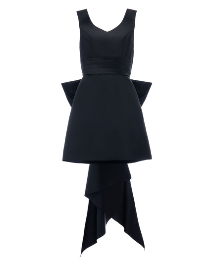 Tulleen-3005-Black-Isabel-Short Solid Dress w/ Back Bow Detail