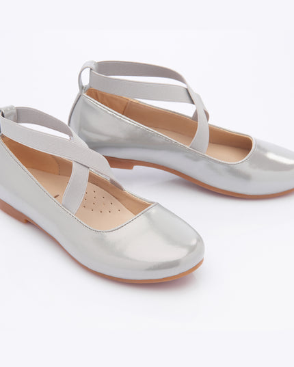 Perla-V50B-Silver-Satin Ballerina Flats
