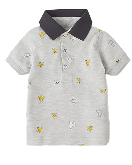 MAYORAL-S/S SMALL PRINT T-SHIRT-1108-33-HEATHER GR