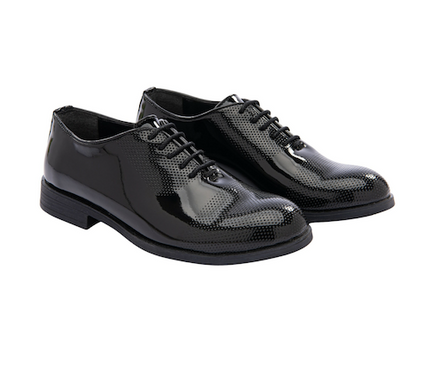 Moustache-Closed Lace Perforated Dress Shoes-ERK18-Patent Black