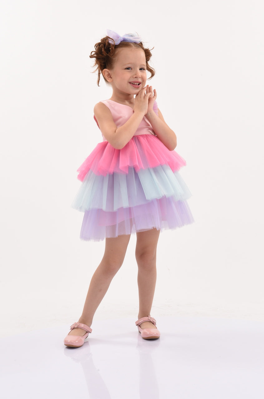 Pink Cakepop Multicolor Layered Tulle Dress