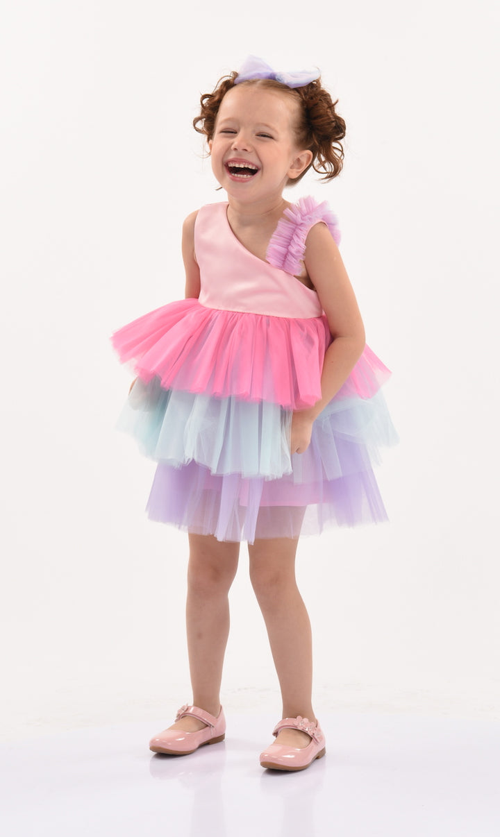 Pink Cakepop Multicolor Layered Tulle Dress