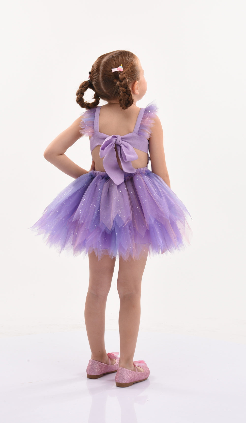 Purple Starry Bow Tulle Dress