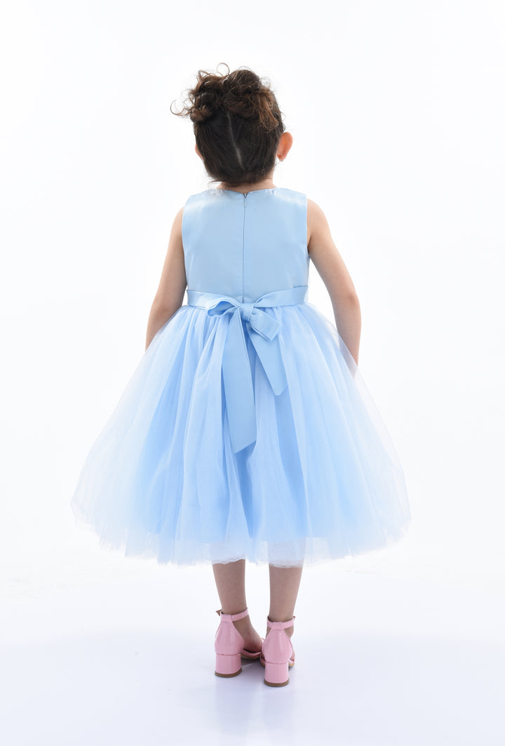 Blue Pearl Bow Tulle Dress