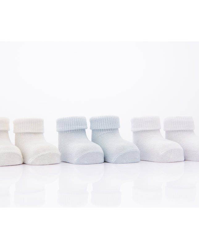 BANBLU-COTTON SOCK SET-8-01-0029-CREAM/BLUE/WHITE