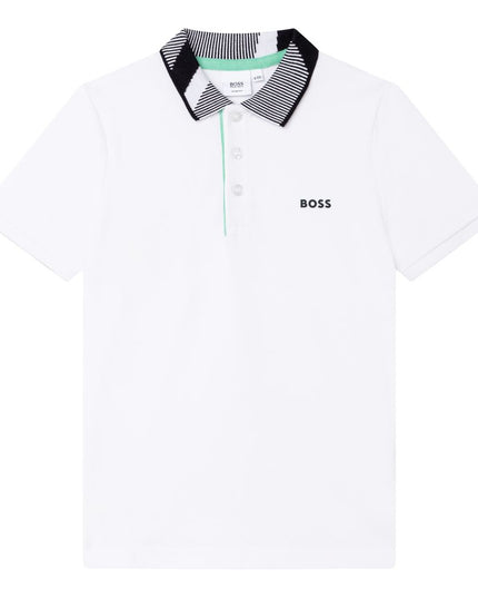 BOSS-KB-WHITE-SHORT SLEEVE POLO-J25N58-10B