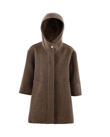 kids atelier sweet cactus Brown Hooded Wool Coat