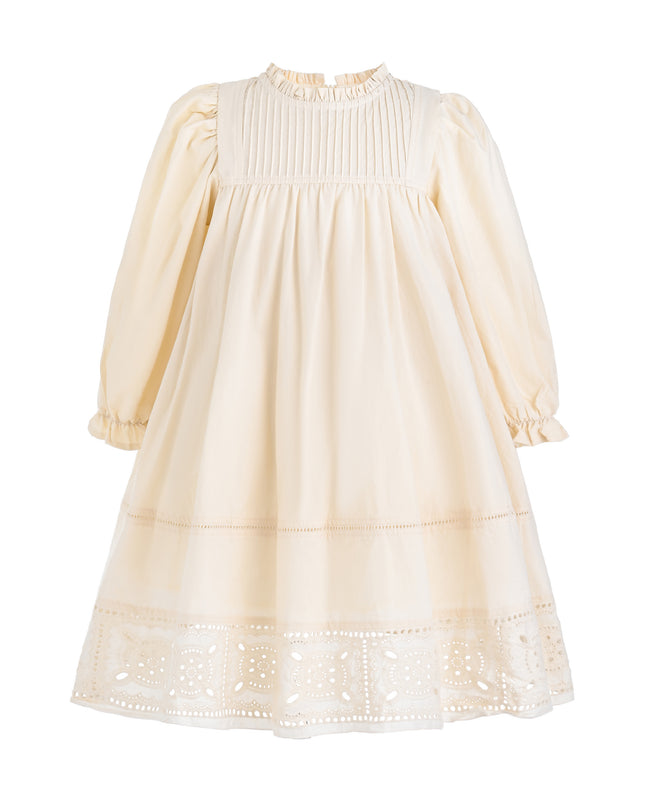kids atelier sweet cactus Beige Eyelet Embroidered Dress