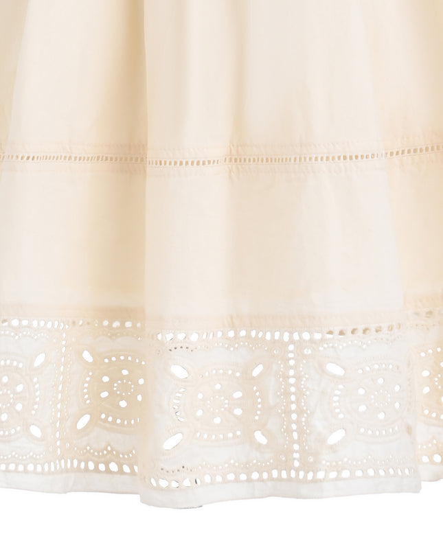 kids atelier sweet cactus Beige Eyelet Embroidered Dress