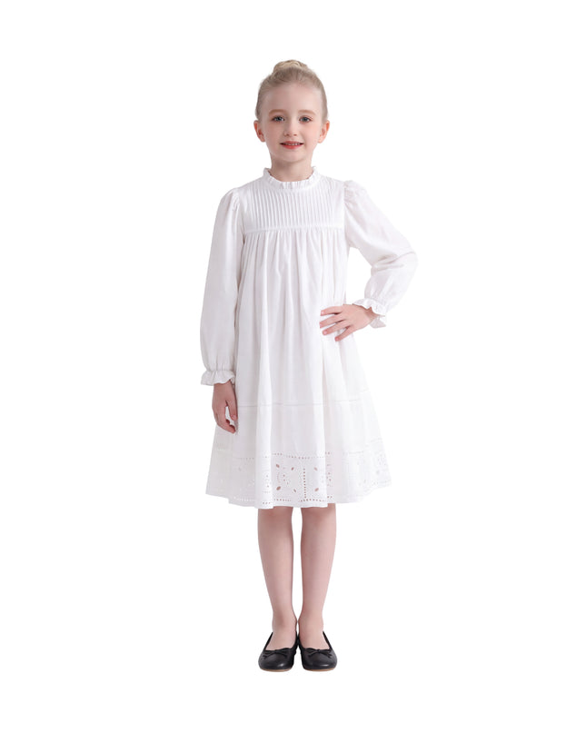kids atelier sweet cactus White Eyelet Embroidered Dress