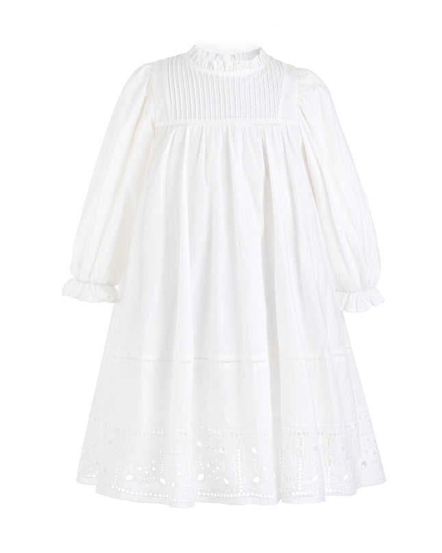 kids atelier sweet cactus White Eyelet Embroidered Dress