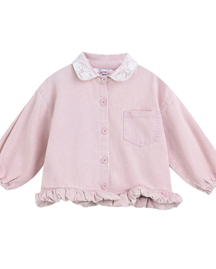 kids atelier sweet cactus Light Pink Lace-Trim Pants Set