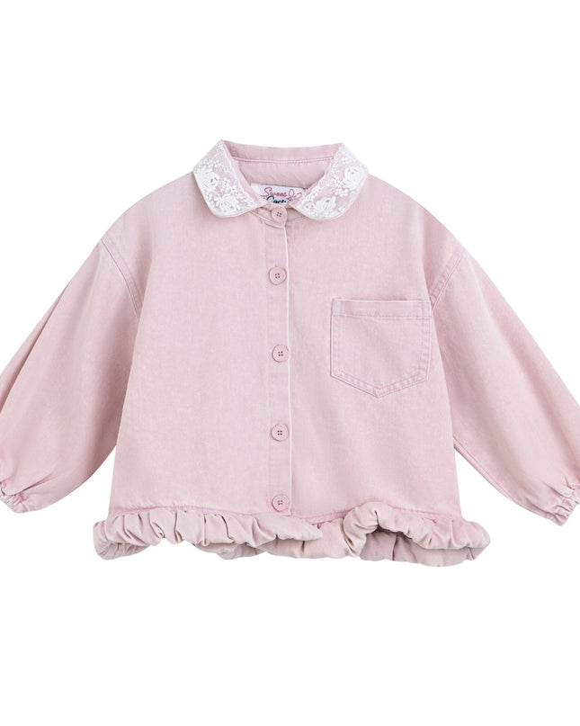 kids atelier sweet cactus Light Pink Lace-Trim Pants Set