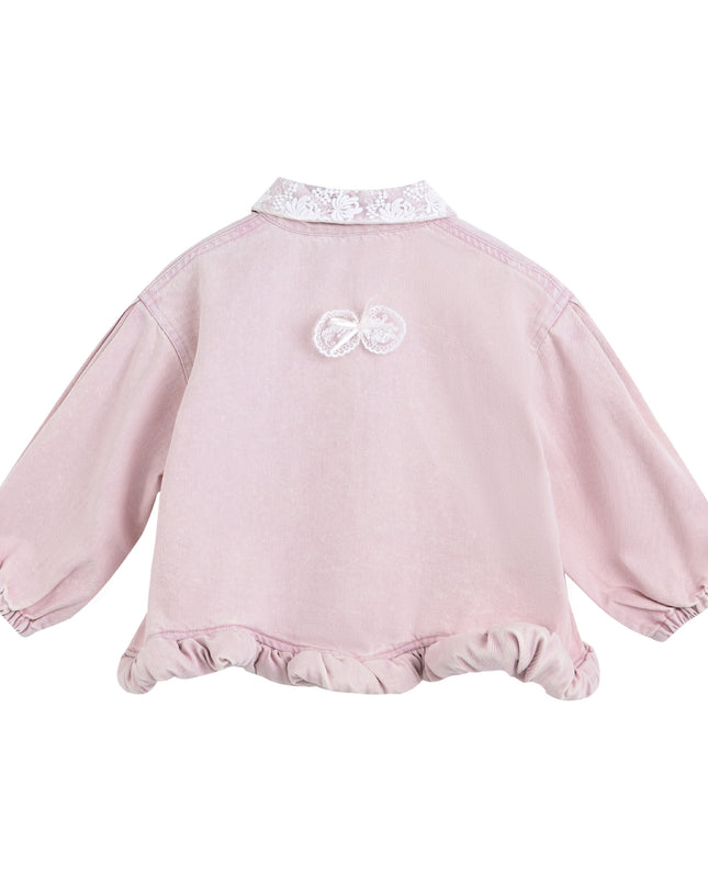kids atelier sweet cactus Light Pink Lace-Trim Pants Set