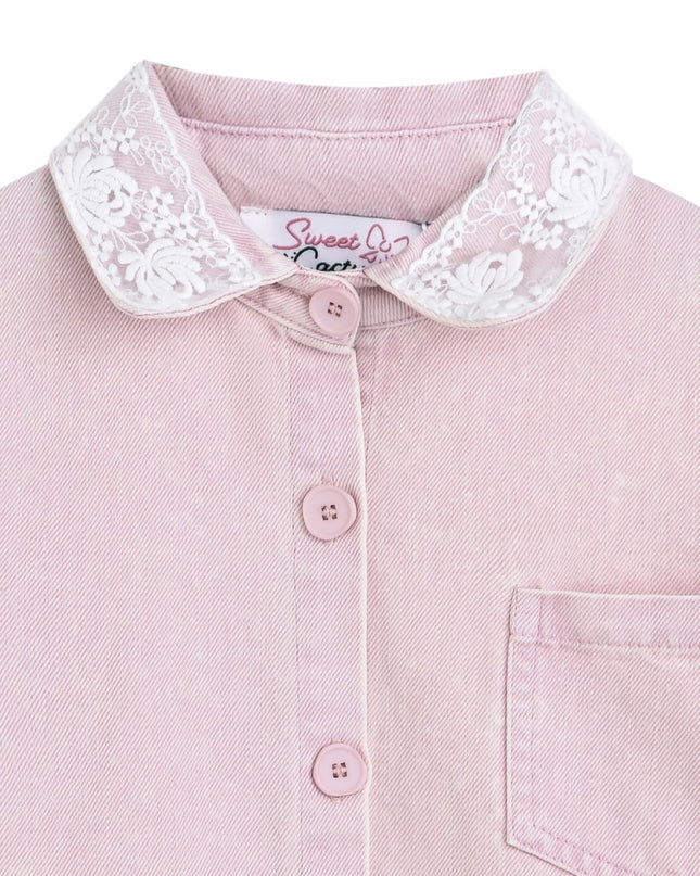 kids atelier sweet cactus Light Pink Lace-Trim Pants Set