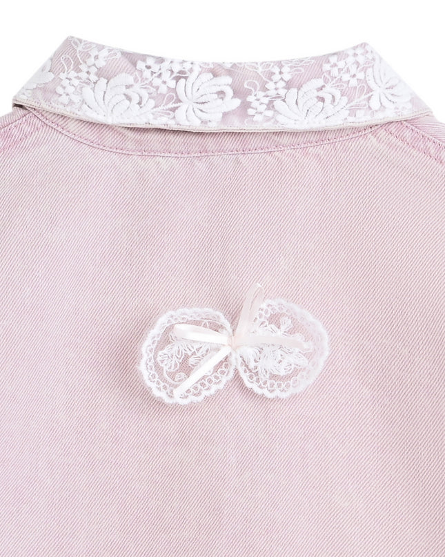 kids atelier sweet cactus Light Pink Lace-Trim Pants Set