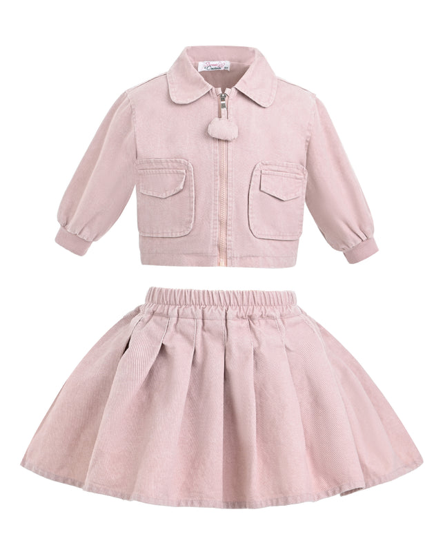 kids atelier sweet cactus Light Pink Corduroy Skirt Set
