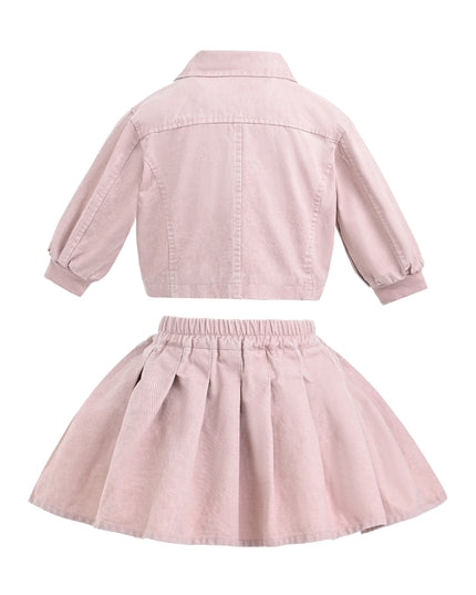 kids atelier sweet cactus Light Pink Corduroy Skirt Set