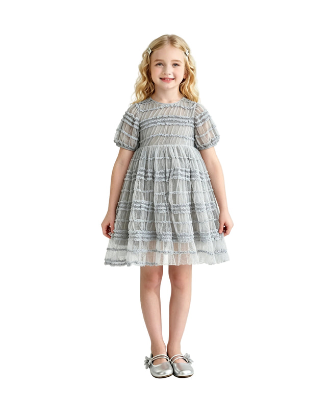 kids atelier sweet cactus Silver Mist Ruffle Dress