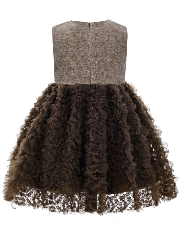 kids atelier sweet cactus Brown Ruffle Occasion Dress