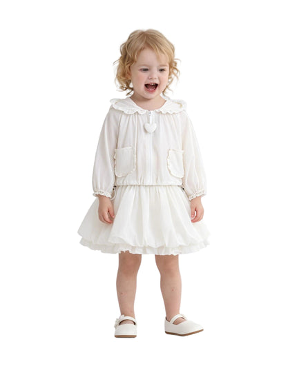 kids atelier sweet cactus White Lace-Trim Skirt Ensemble