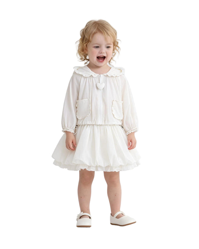 kids atelier sweet cactus White Lace-Trim Skirt Ensemble