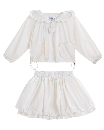 kids atelier sweet cactus White Lace-Trim Skirt Ensemble