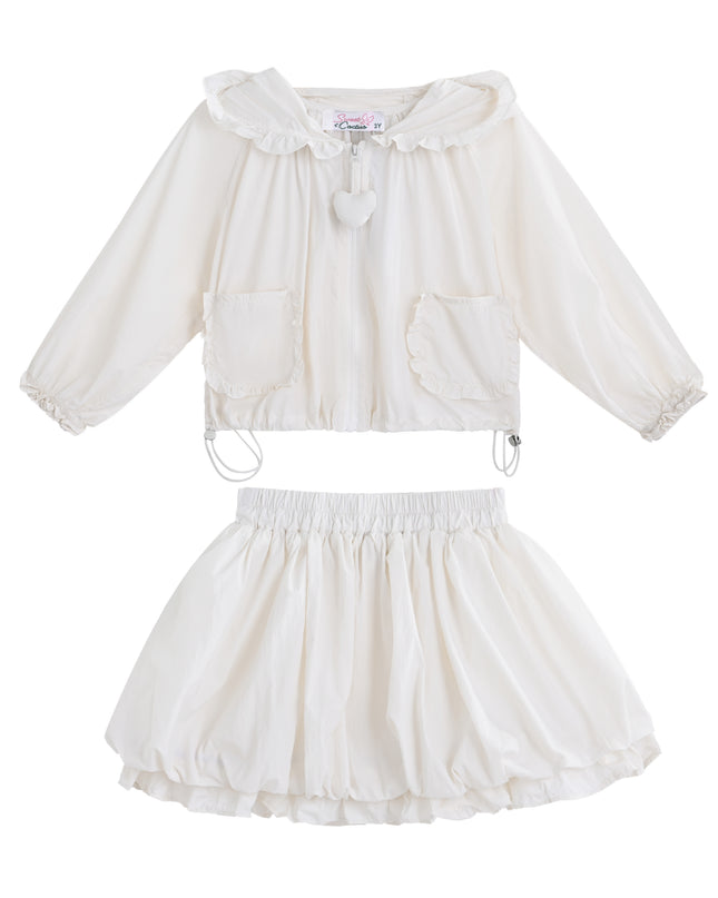 kids atelier sweet cactus White Lace-Trim Skirt Ensemble