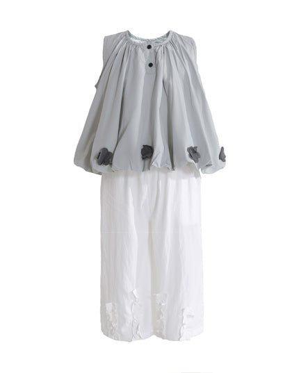 kids atelier sweet cactus Gray Bloom Pants Set