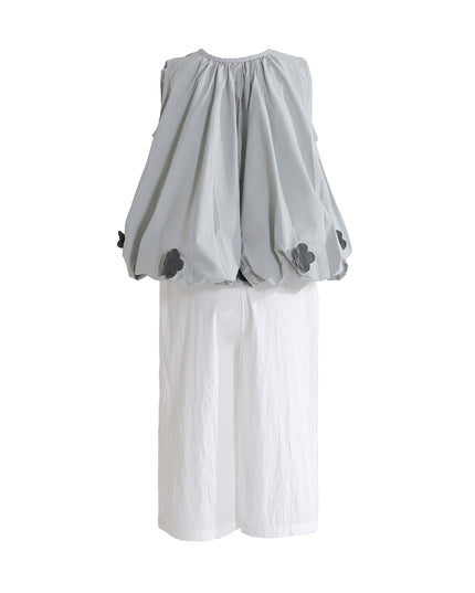 kids atelier sweet cactus Gray Bloom Pants Set