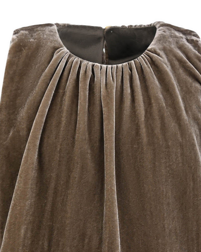 kids atelier sweet cactus Brownish-Gray Velvet & Tulle Dress