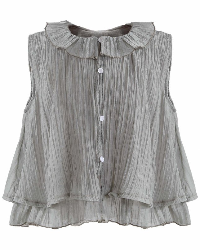 kids atelier sweet cactus Gray Ruffle Pants Set