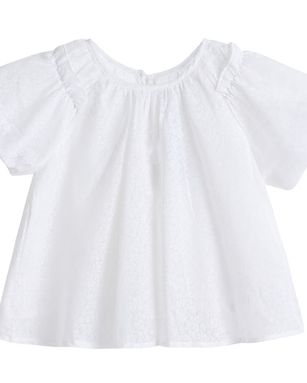 kids atelier sweet cactus White Lace-Trim Bow Skirt Set