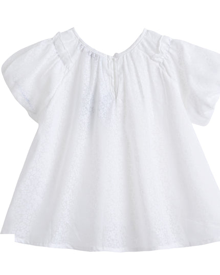 kids atelier sweet cactus White Lace-Trim Bow Skirt Set