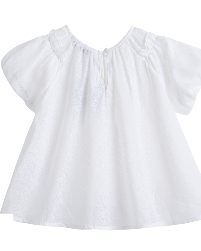 kids atelier sweet cactus White Lace-Trim Bow Skirt Set