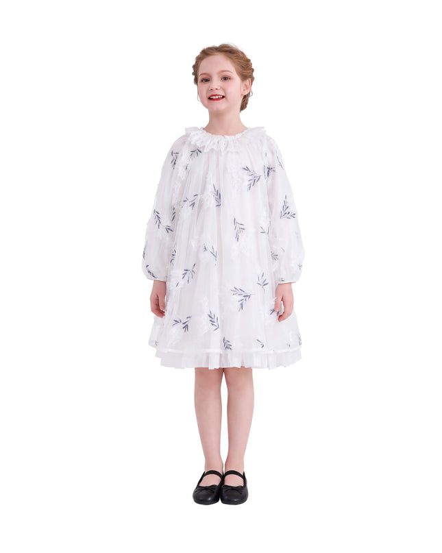 kids atelier sweet cactus White Floral Embroidered Dress