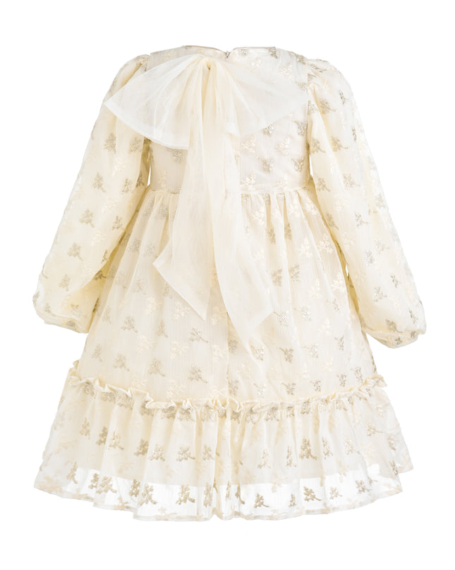 kids atelier sweet cactus Cream Gold Motif Ruffle Dress