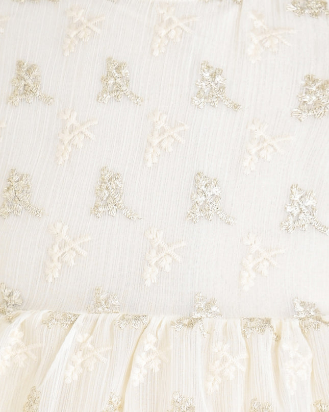 kids atelier sweet cactus Cream Gold Motif Ruffle Dress