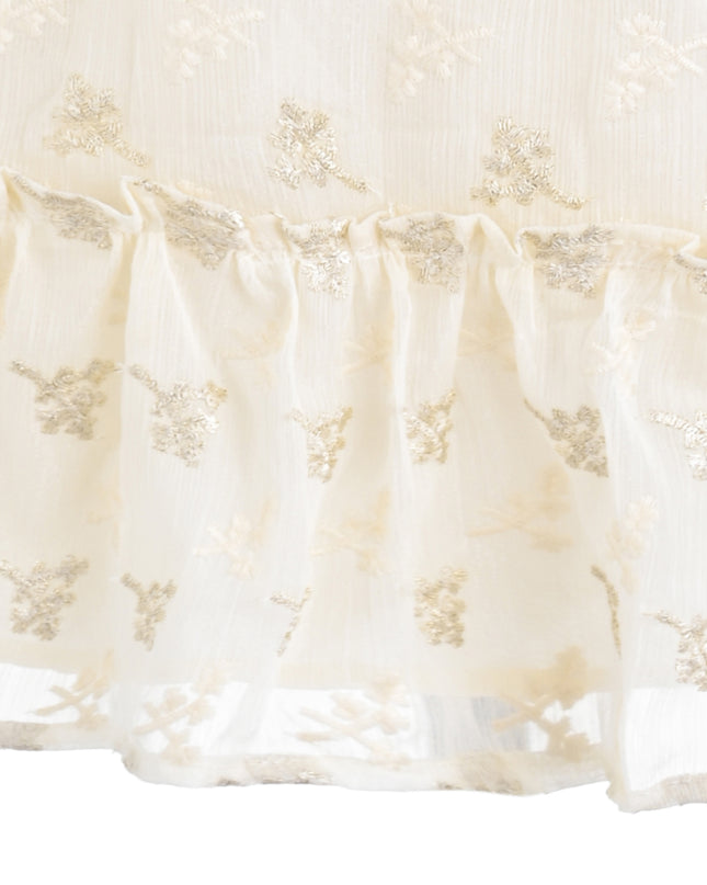 kids atelier sweet cactus Cream Gold Motif Ruffle Dress