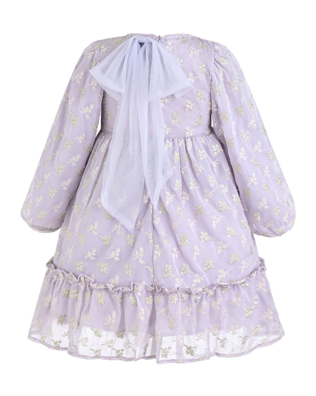 kids atelier sweet cactus Purple Gold Motif Ruffle Dress