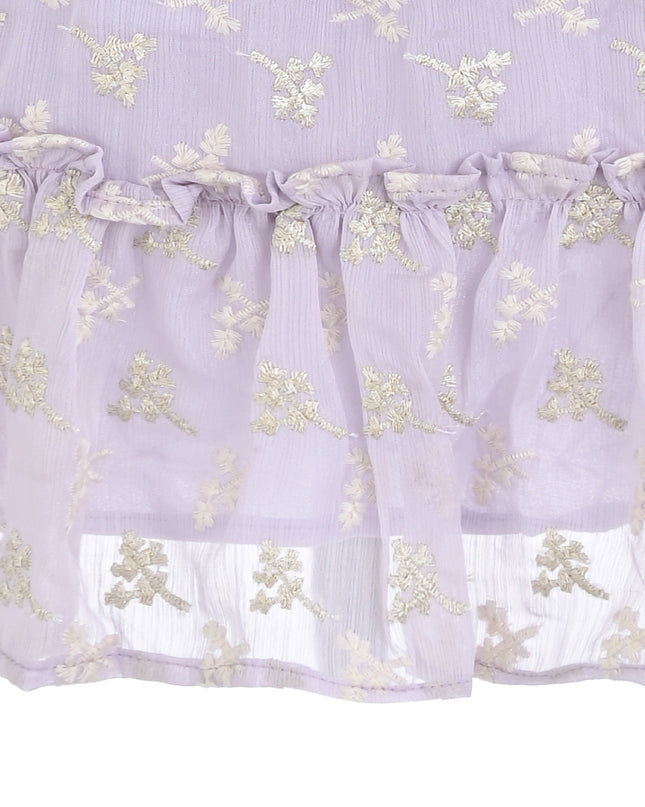kids atelier sweet cactus Purple Gold Motif Ruffle Dress