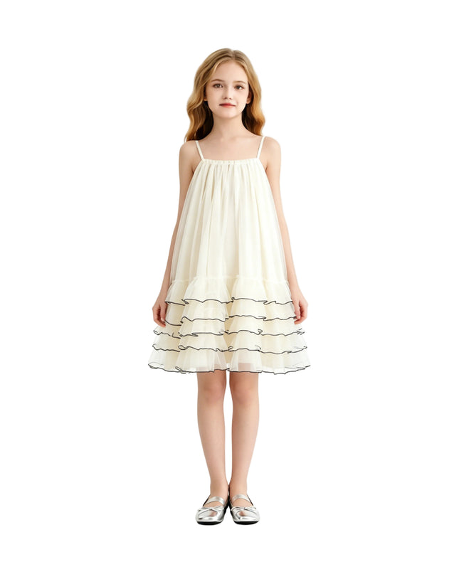 kids atelier sweet cactus Cascade Trim Tiered Dress