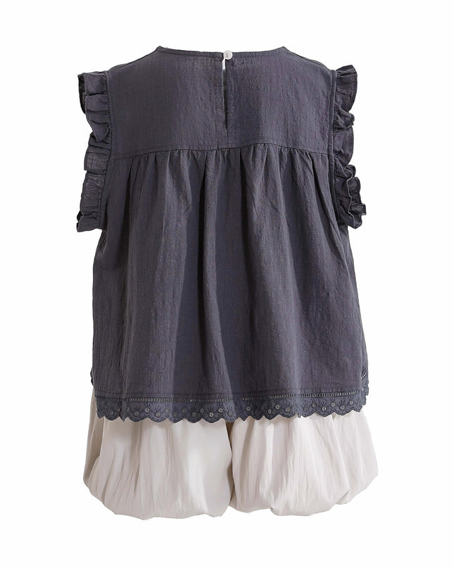 kids atelier sweet cactus Gray Lace Shorts Set