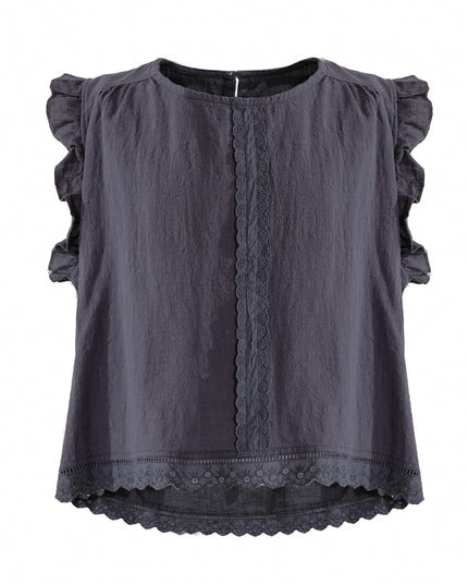kids atelier sweet cactus Gray Lace Shorts Set