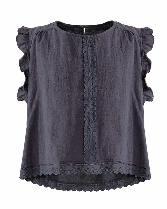 kids atelier sweet cactus Gray Lace Shorts Set