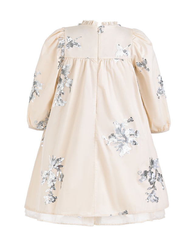 kids atelier sweet cactus Cream Silver Floral Appliqué Dress