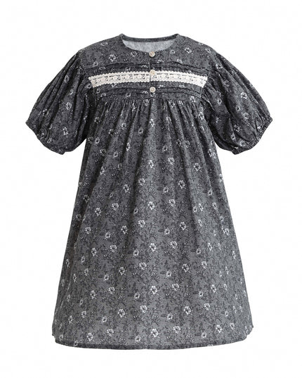 kids atelier sweet cactus Gray Floral Lace Dress